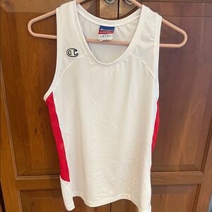 Champion White Tank Top with Red Side Panels